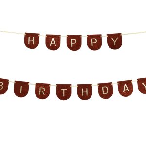 Filzbanner Happy Birthday braun