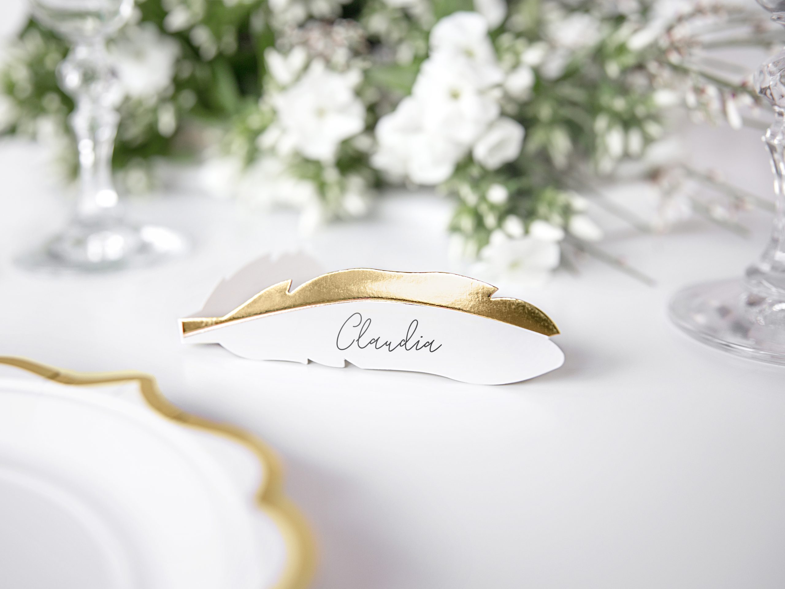Tischkarten Feder Hochzeit / Taufe / Kommunion โ Bild 2