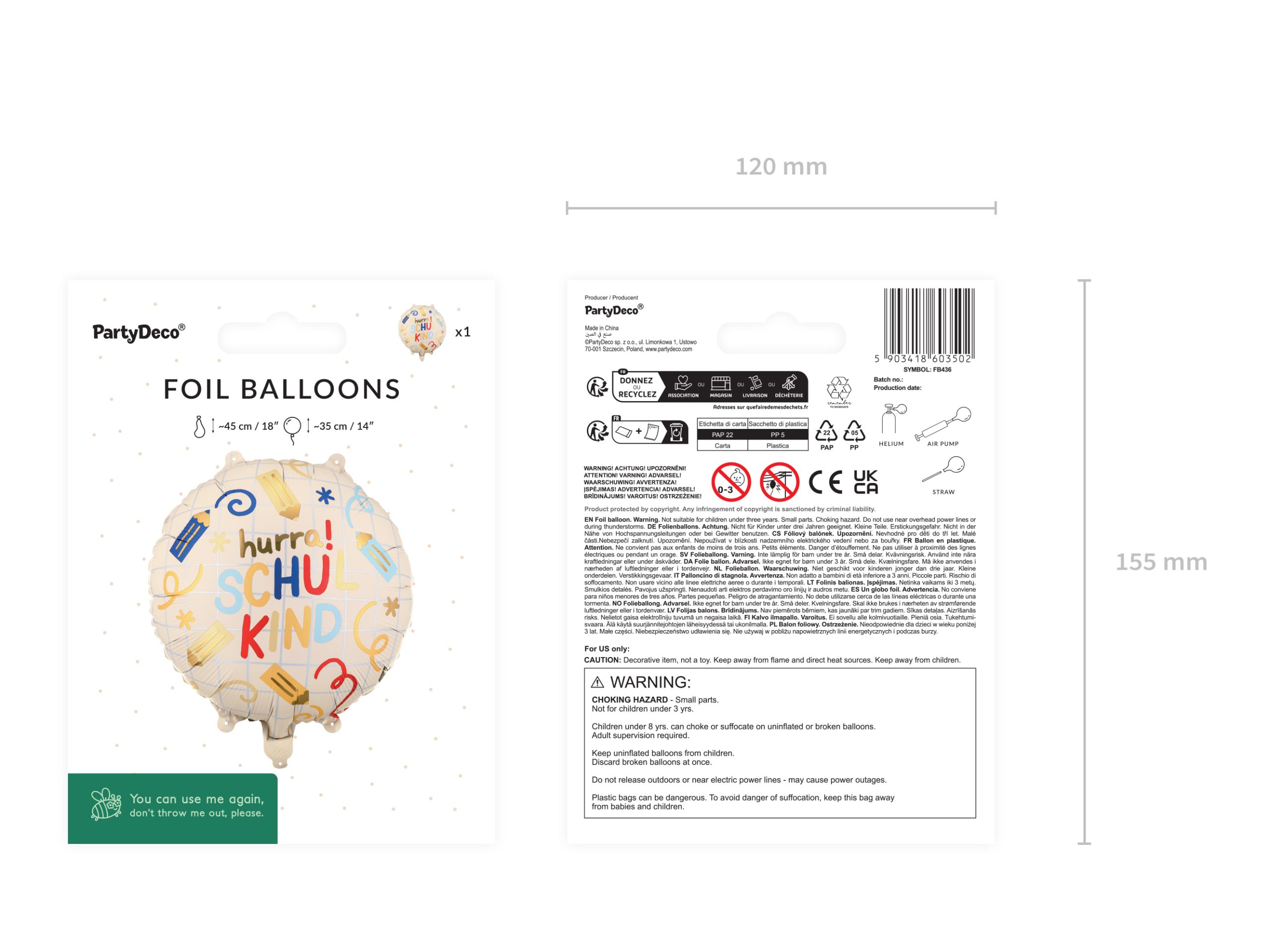 Folienballon Schulkind, rund โ Bild 4