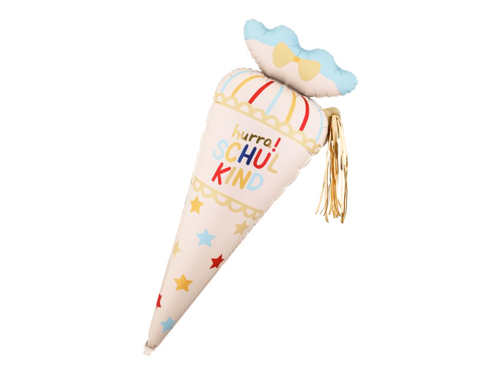 Folienballon Schultรผte "hurra! Schulkind"